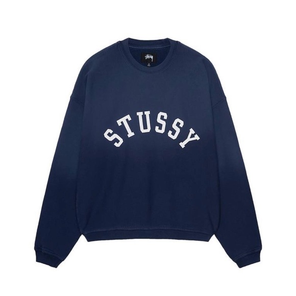 Stüssy Sun Faded Oversized Crew Navy Blue Medium - Picture 1 of 4